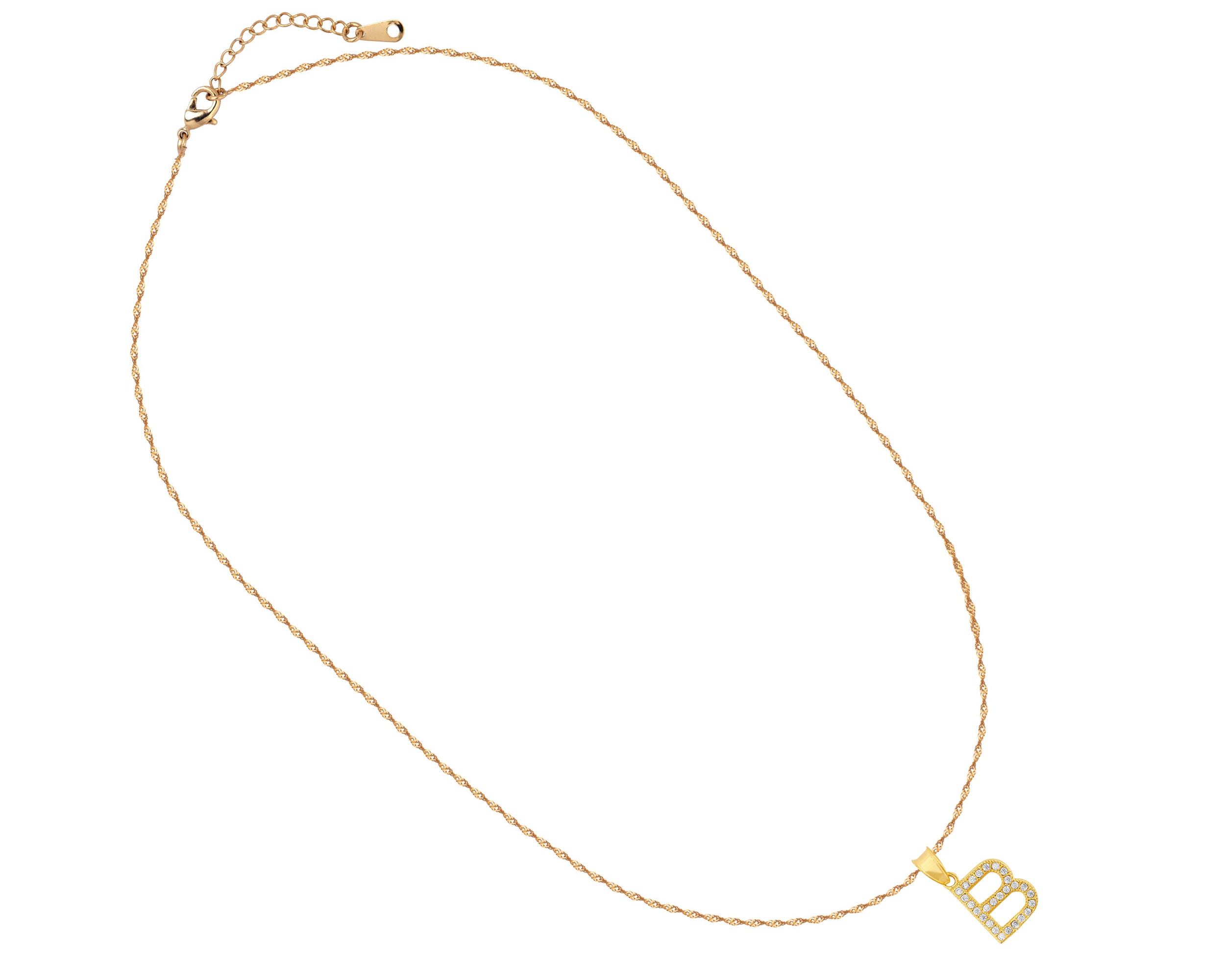 Collar Gargantilla Chapa de Oro 18K Horoz inicial "B" 45cm SH84