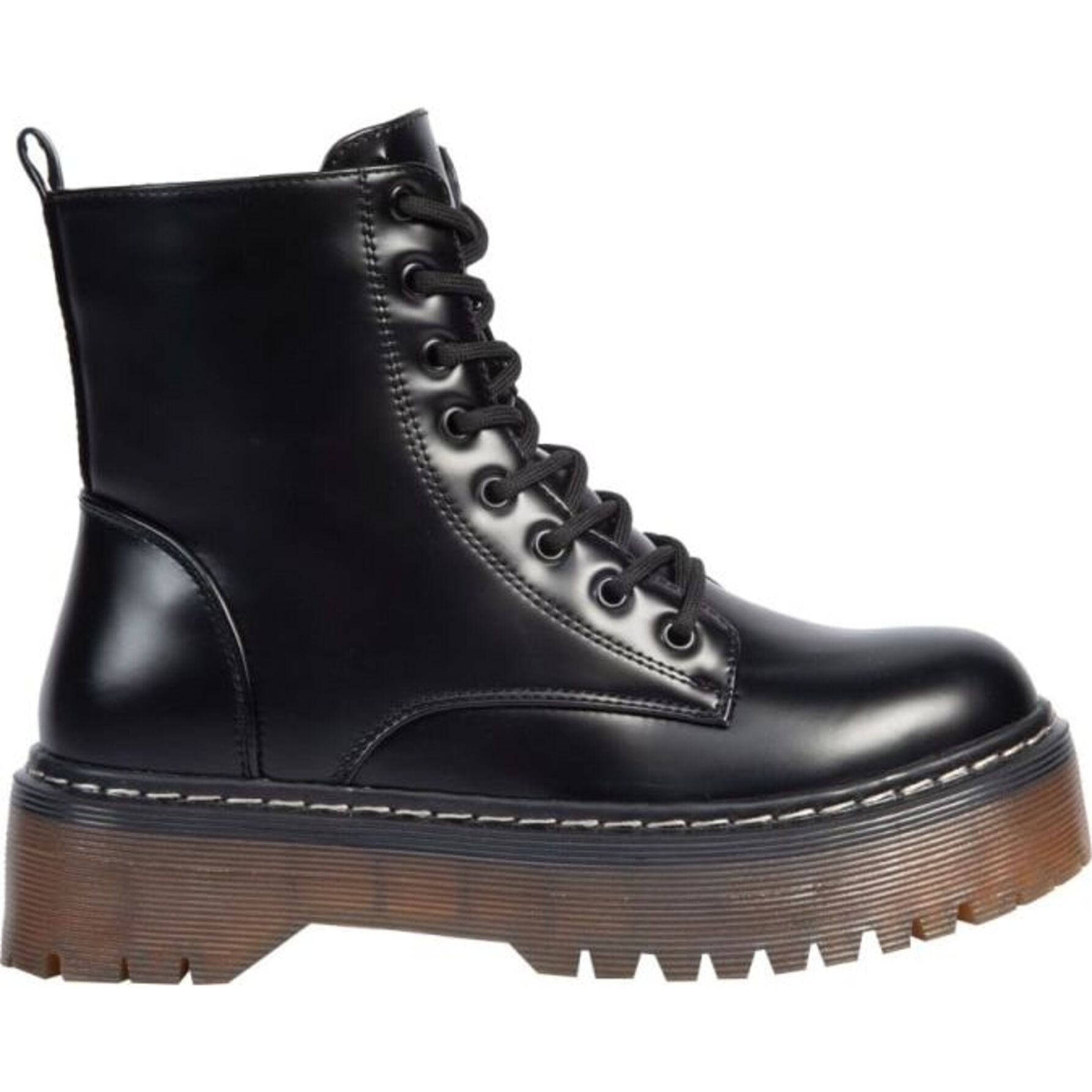 Botas para mujer, de tipo militar, con plataforma y cordones, acabado camaleón, marca Goodyear, color negro, mod. 1171861