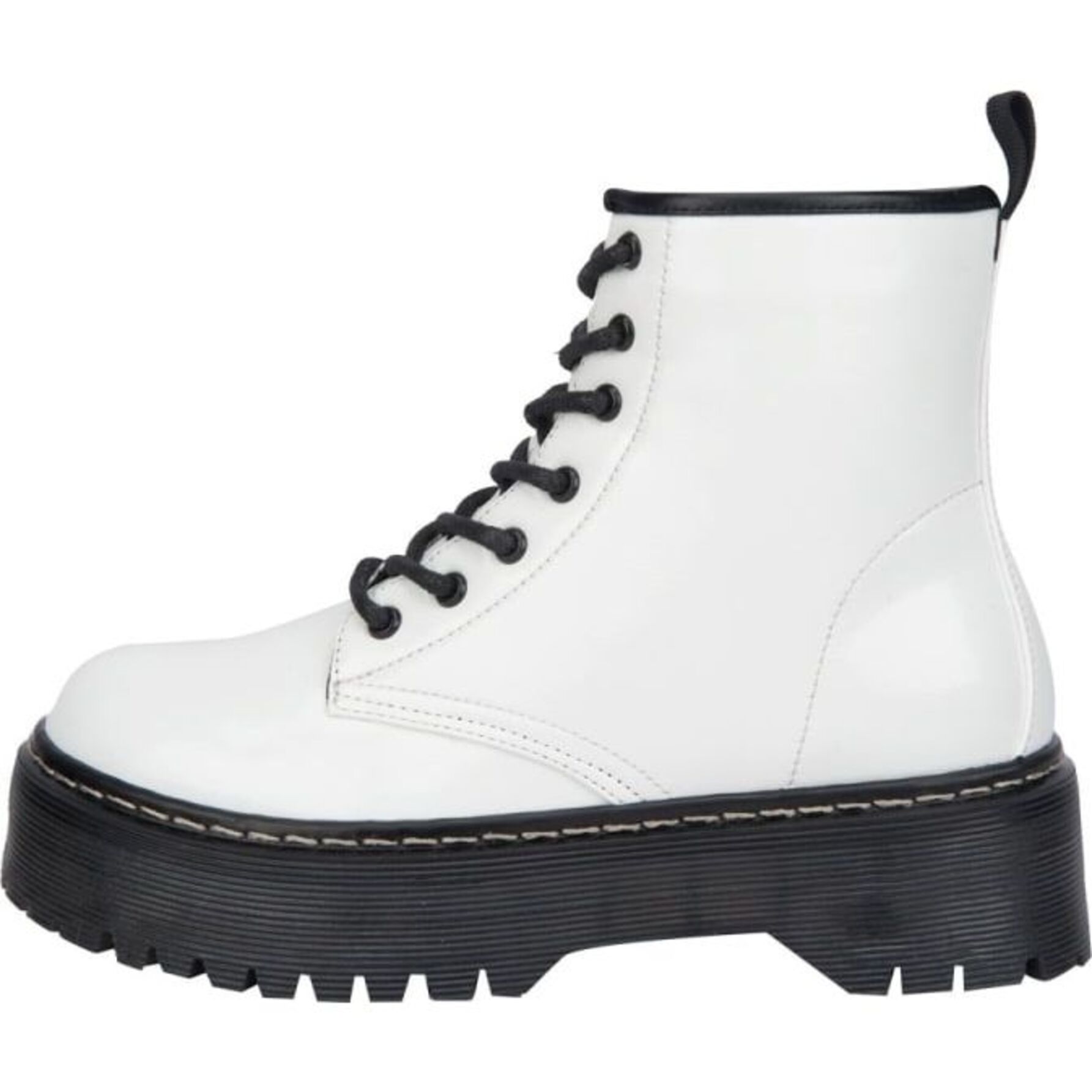 Botas para mujer, de tipo militar, con plataforma y cordones, tacón medio, marca Goodyear, color blanco, mod. 1171862