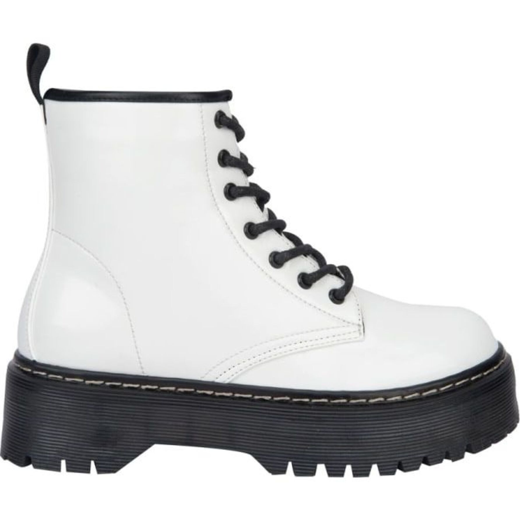 Botas para mujer, de tipo militar, con plataforma y cordones, tacón medio, marca Goodyear, color blanco, mod. 1171862