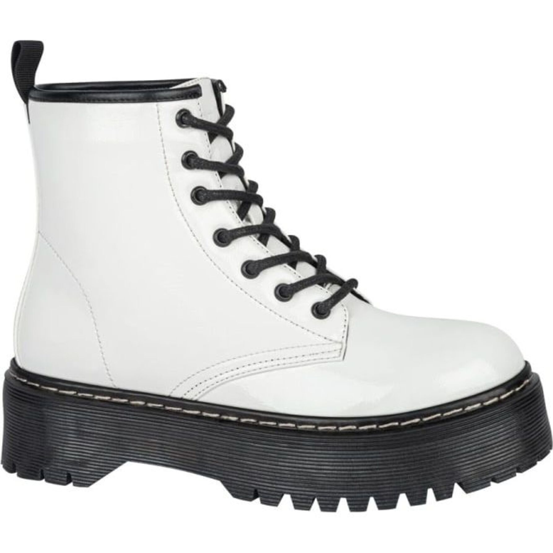 Botas para mujer, de tipo militar, con plataforma y cordones, tacón medio, marca Goodyear, color blanco, mod. 1171862