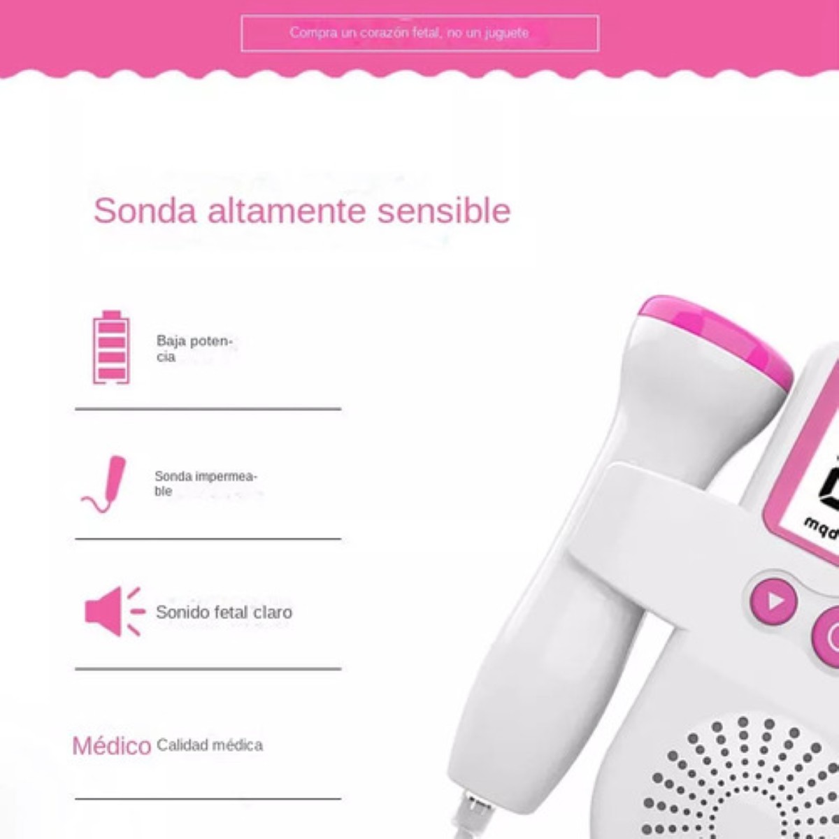 Monitor Para Bebe Monitor Para Escuchar Latidos Bebe blanco rosa