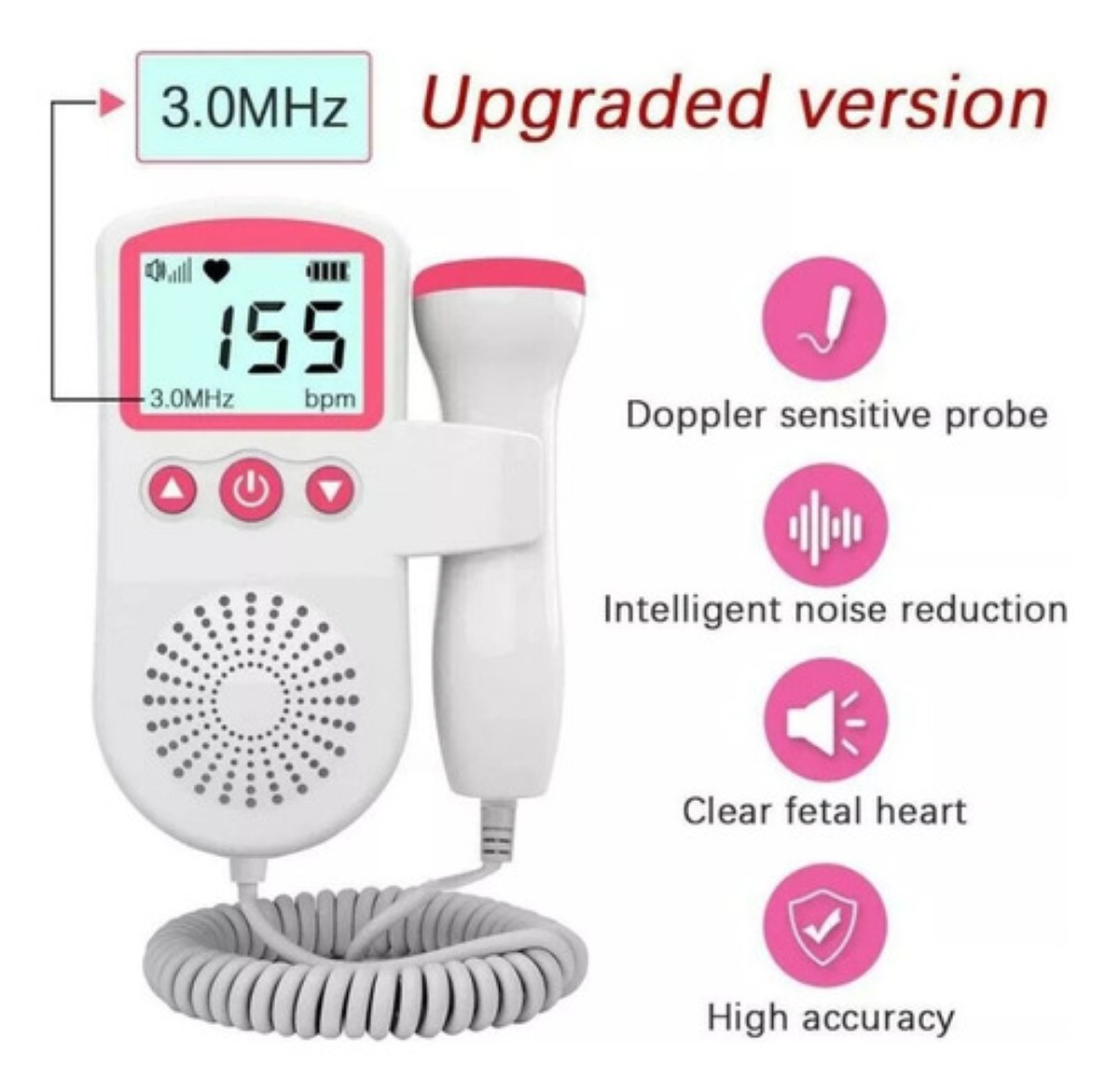Monitor Para Bebe Monitor Para Escuchar Latidos Bebe blanco rosa