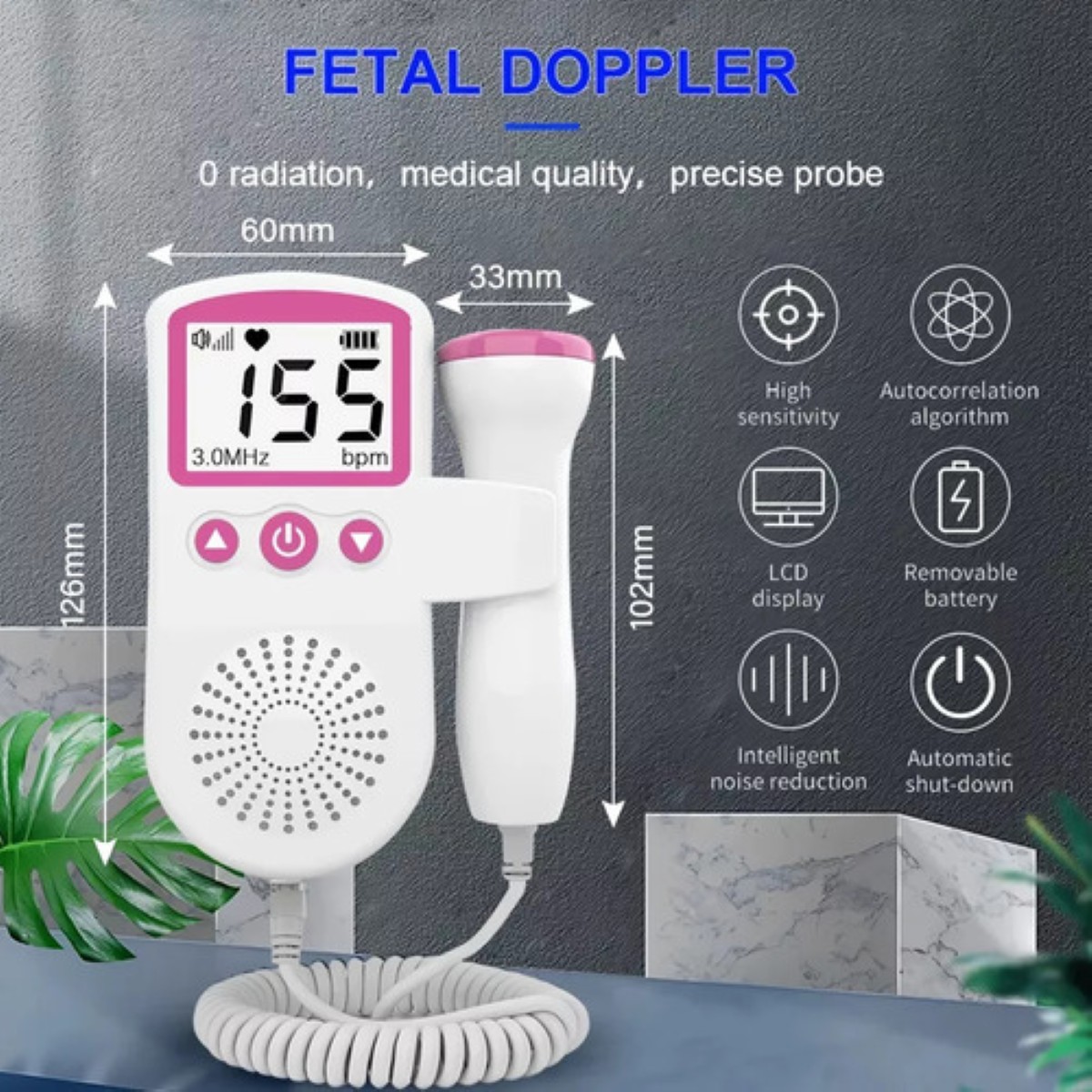 Monitor Para Bebe Monitor Para Escuchar Latidos Bebe blanco rosa