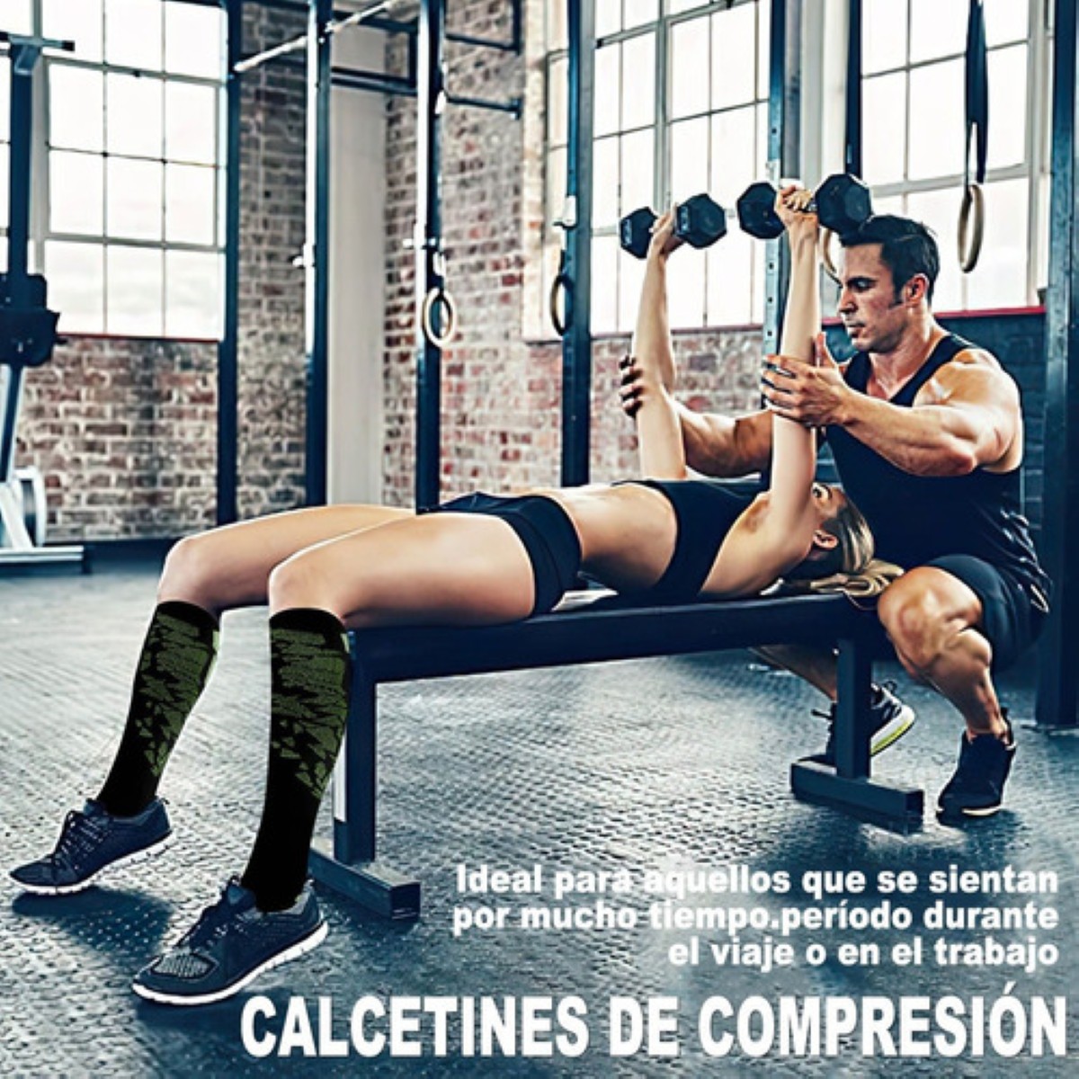 Calcetines Largos De Compresión Deportivos Unisex Negro Talla:L/XL