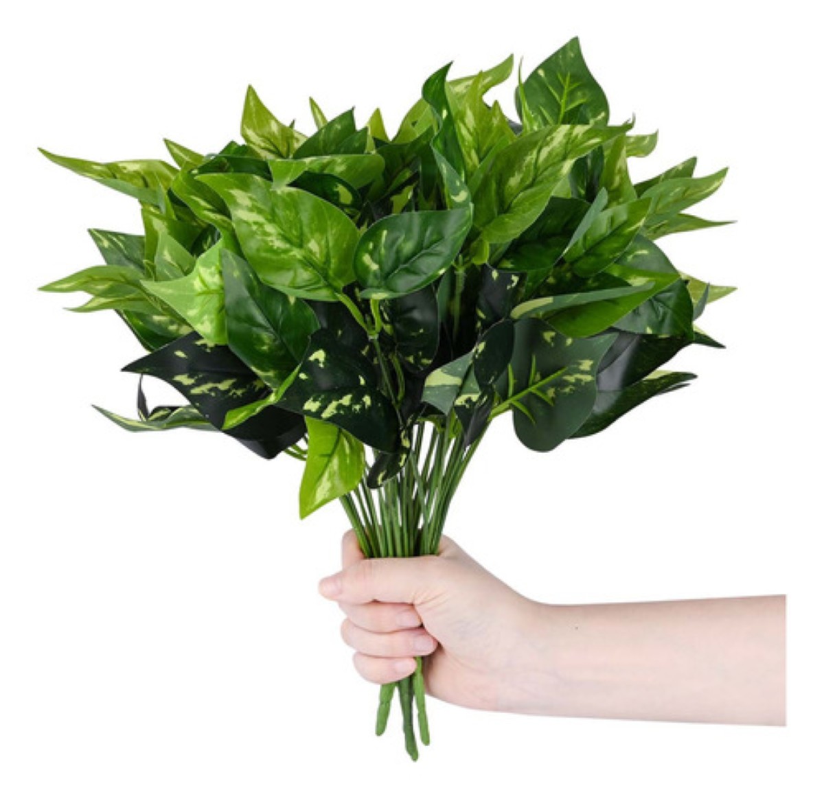 6pcs Adornos Decoracion Hogar De Plantas Artificiales Green1 hoja verde