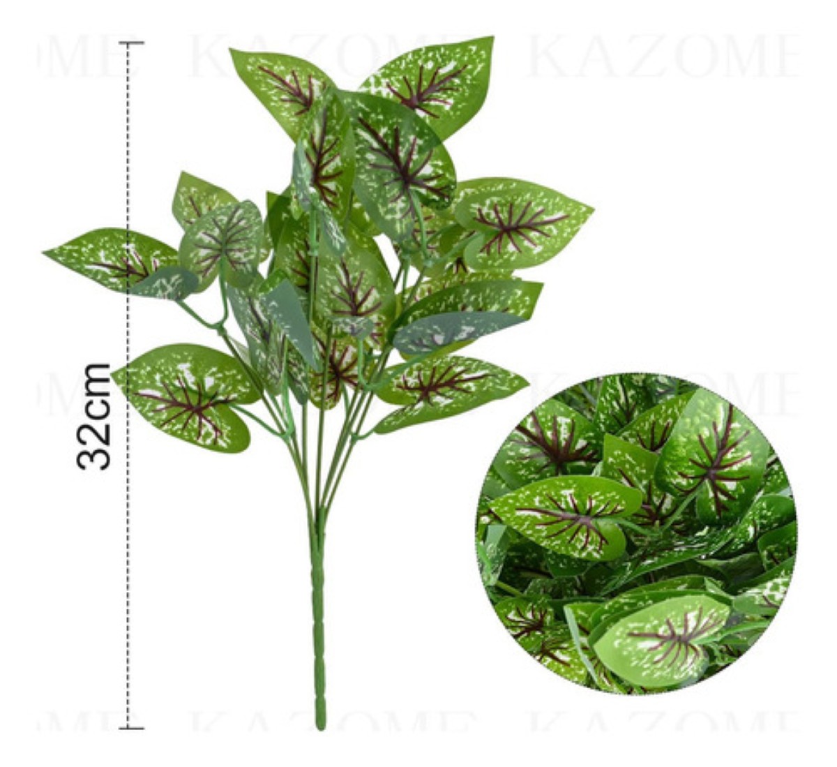 6pcs Adornos Decoracion Hogar De Plantas Artificiales Green2 hoja verde linea guinda