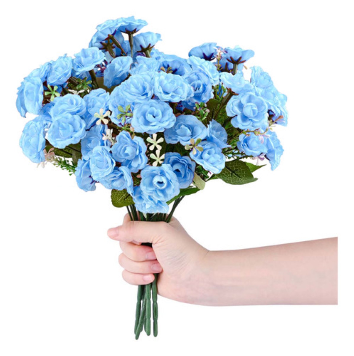 6 Ramos Flores Artificiales Rama Decoración AZUL