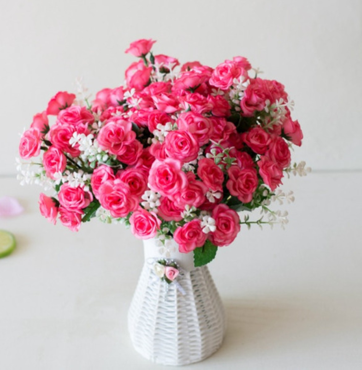 6 Ramos Flores Artificiales Rama Decoración ROSA
