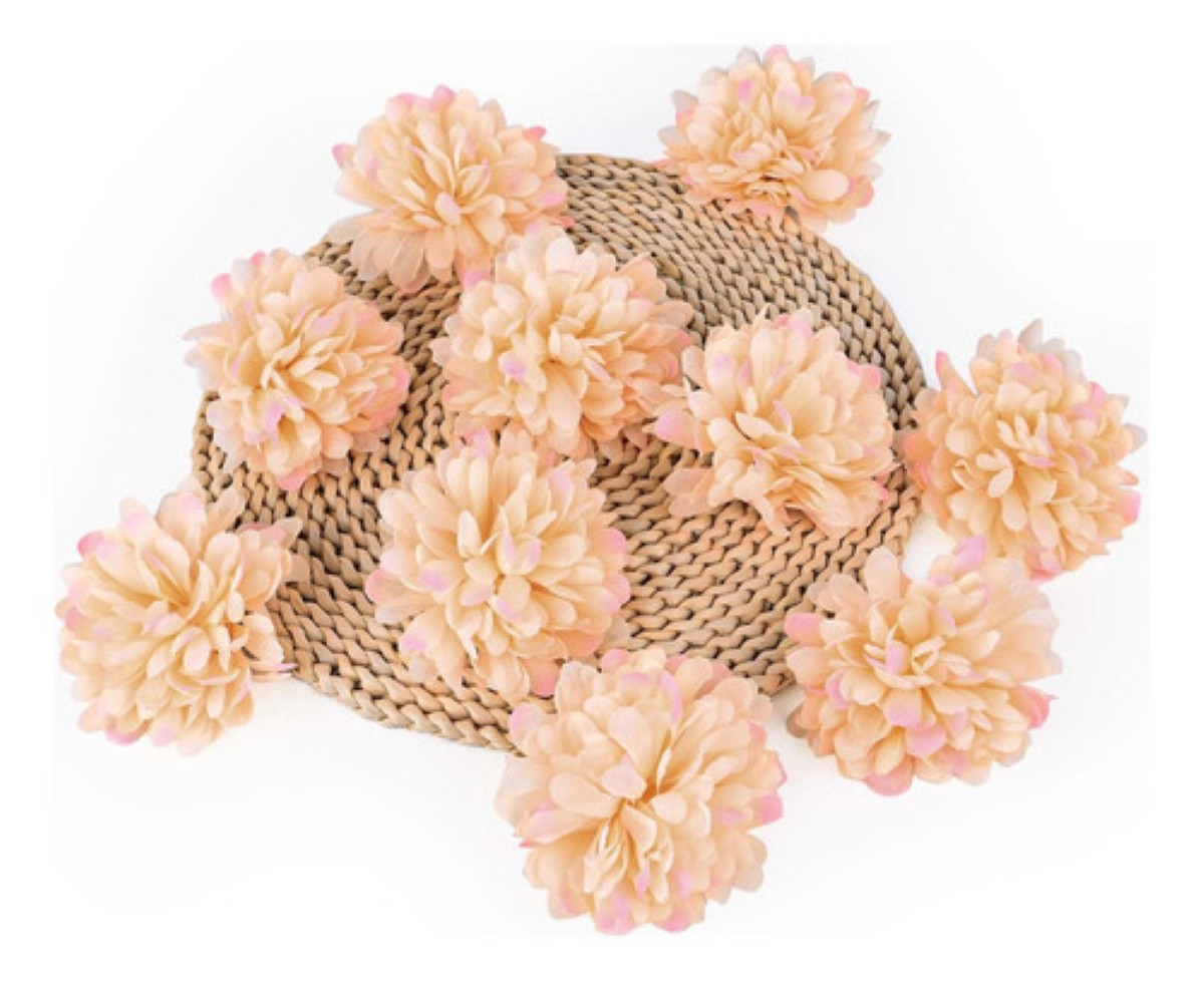30pz10cm Cabeza Flores Artificial Decoración Color Champagne