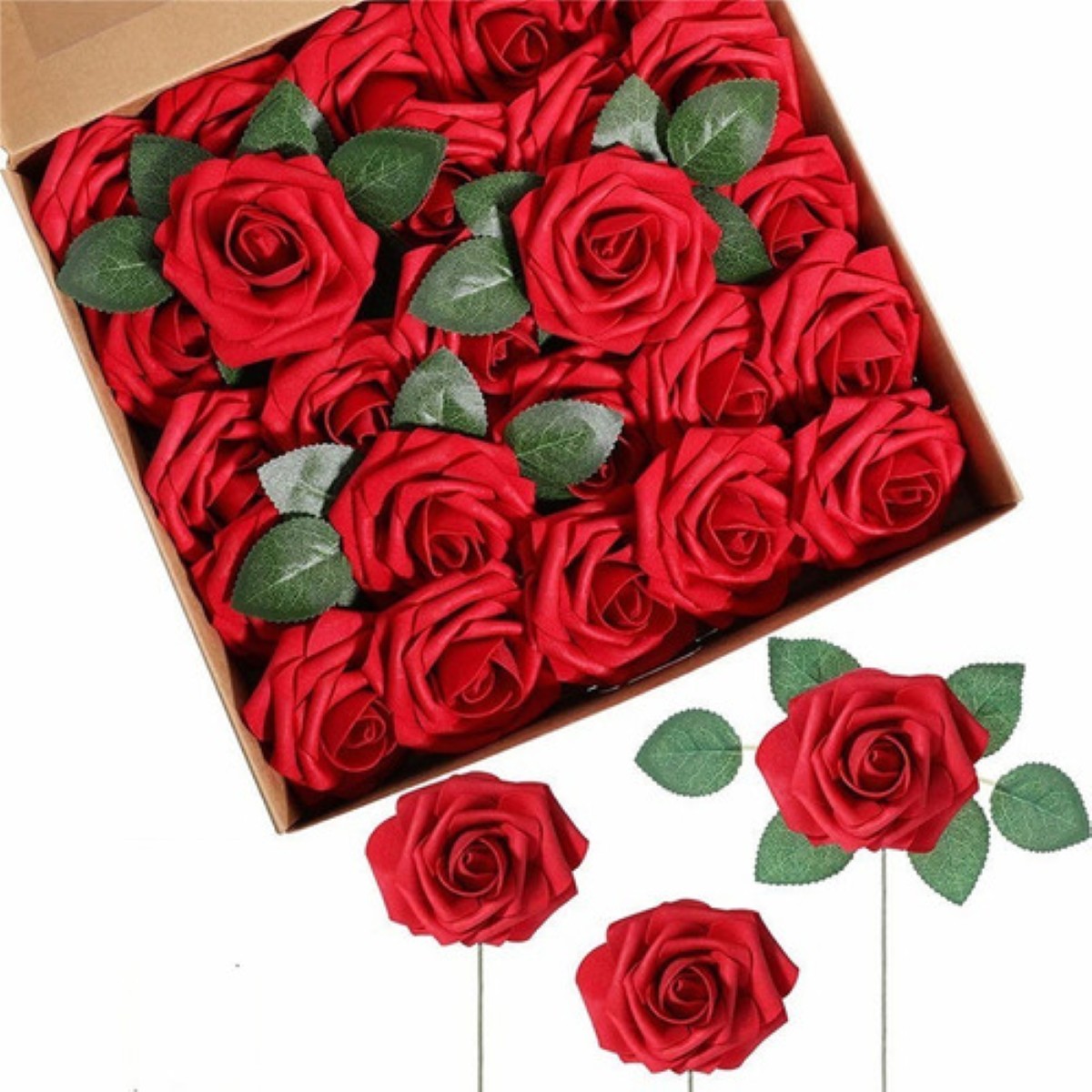 Rosas Artificiales Decoración Flor 8 Cm 25pcs ROJAS