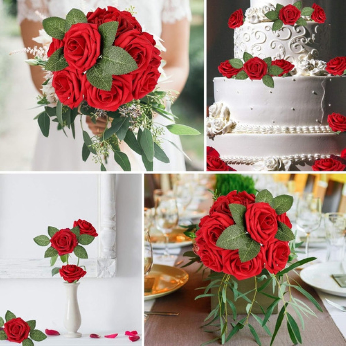 Rosas Artificiales Decoración Flor 8 Cm 25pcs ROJAS