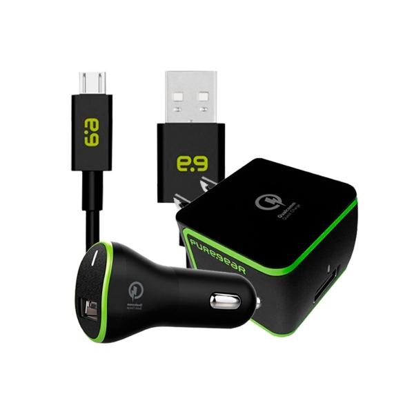 Kit PureGear Cubo Cargador USB 2.0A Plug In y Cable Micro USB para iPhone