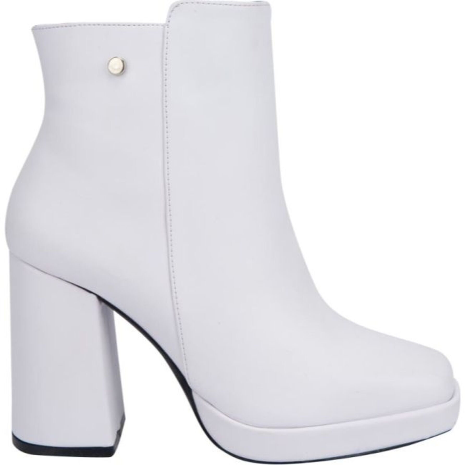 Botas para mujer, cortas, con acabado napa, punta cuadrada y tacón alto, marca Sao Paulo, color blanco, mod. 1178104