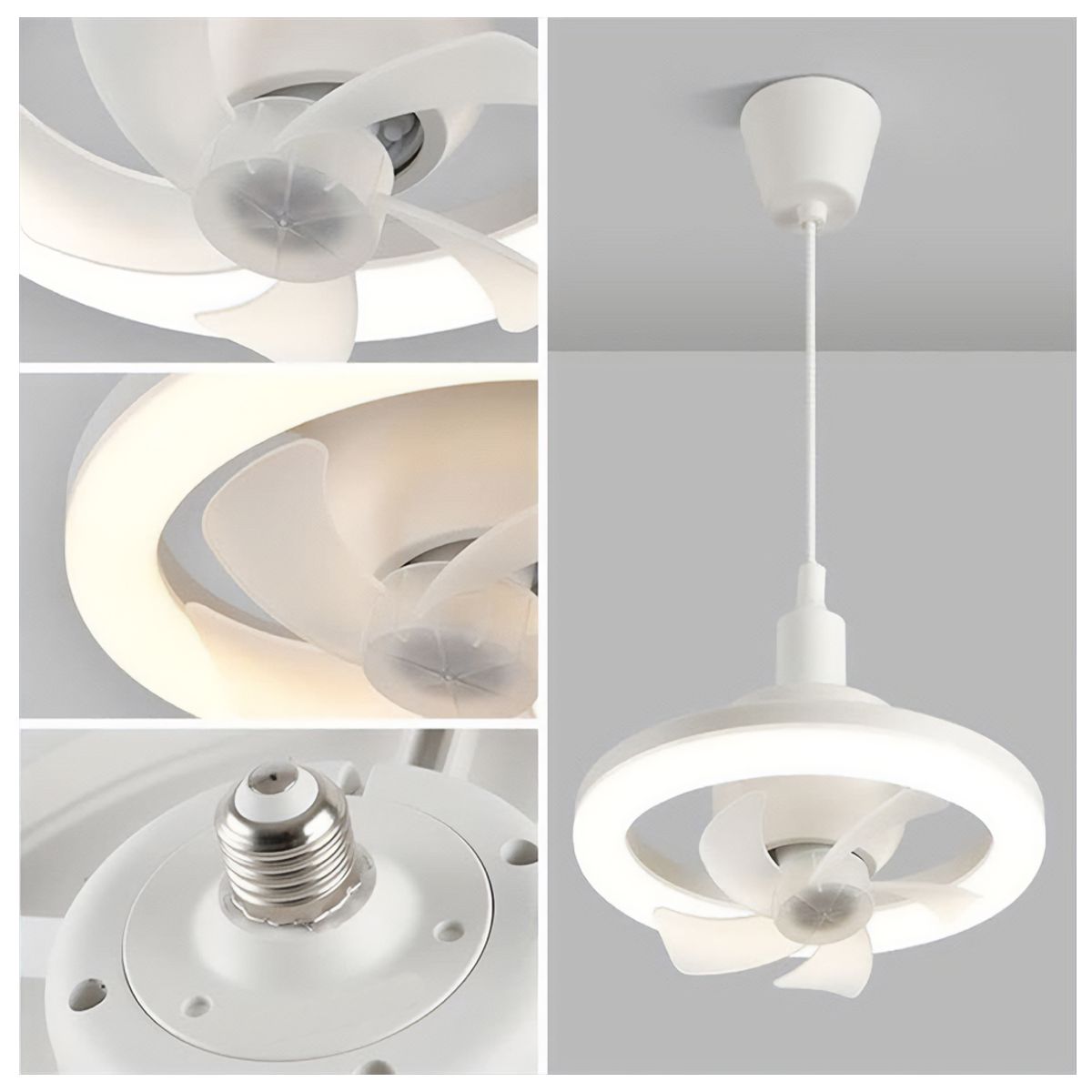 Ventilador Oscilante De Techo Con Luz Led Tres Tonos Y Control Remoto