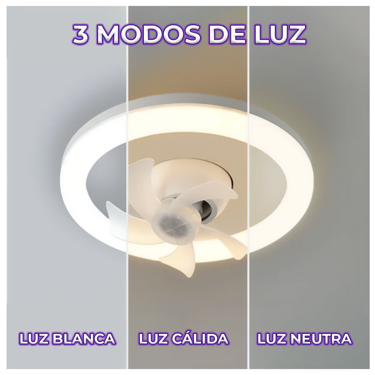 Ventilador Oscilante De Techo Con Luz Led Tres Tonos Y Control Remoto