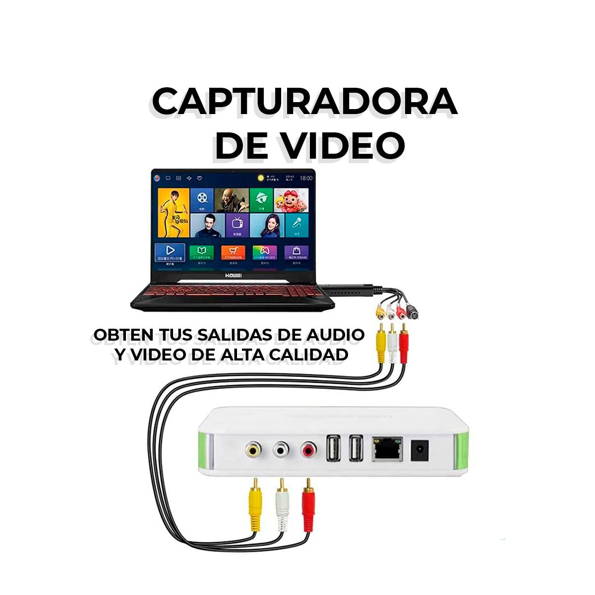 Capturadora de Audio y Video RCA VHS DVD Videocamara a USB 