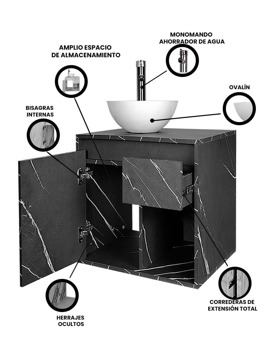 Gabinete De Baño Con Lavabo CLAIRE Con Ovalin Minimalista