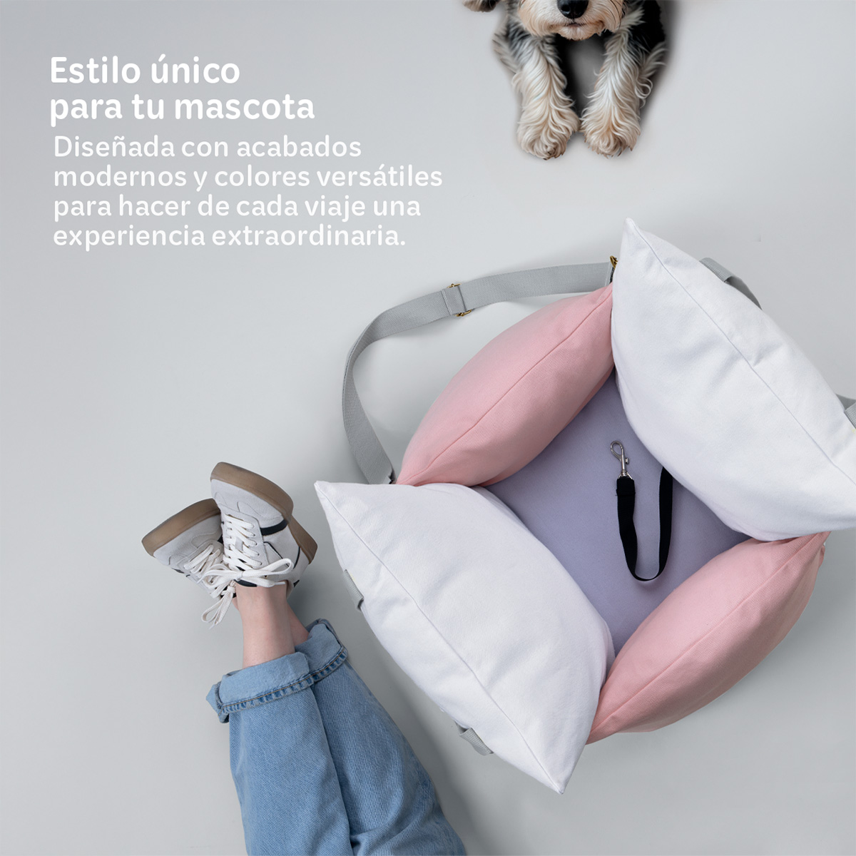 Asiento de Coche para Perro, Pequeño/ Mediano, Transportadora para Automóvil, Asiento de Seguridad Cama de Viaje para Mascotas 1plaza – Blanco / Rosa ESQUIMAL