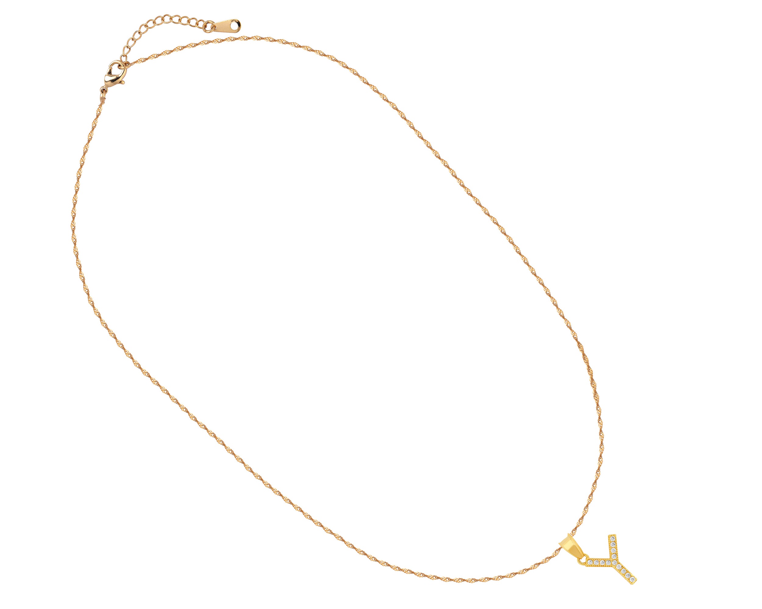 Collar Gargantilla Chapa de Oro 18K Horoz inicial "Y" 45cm SH105