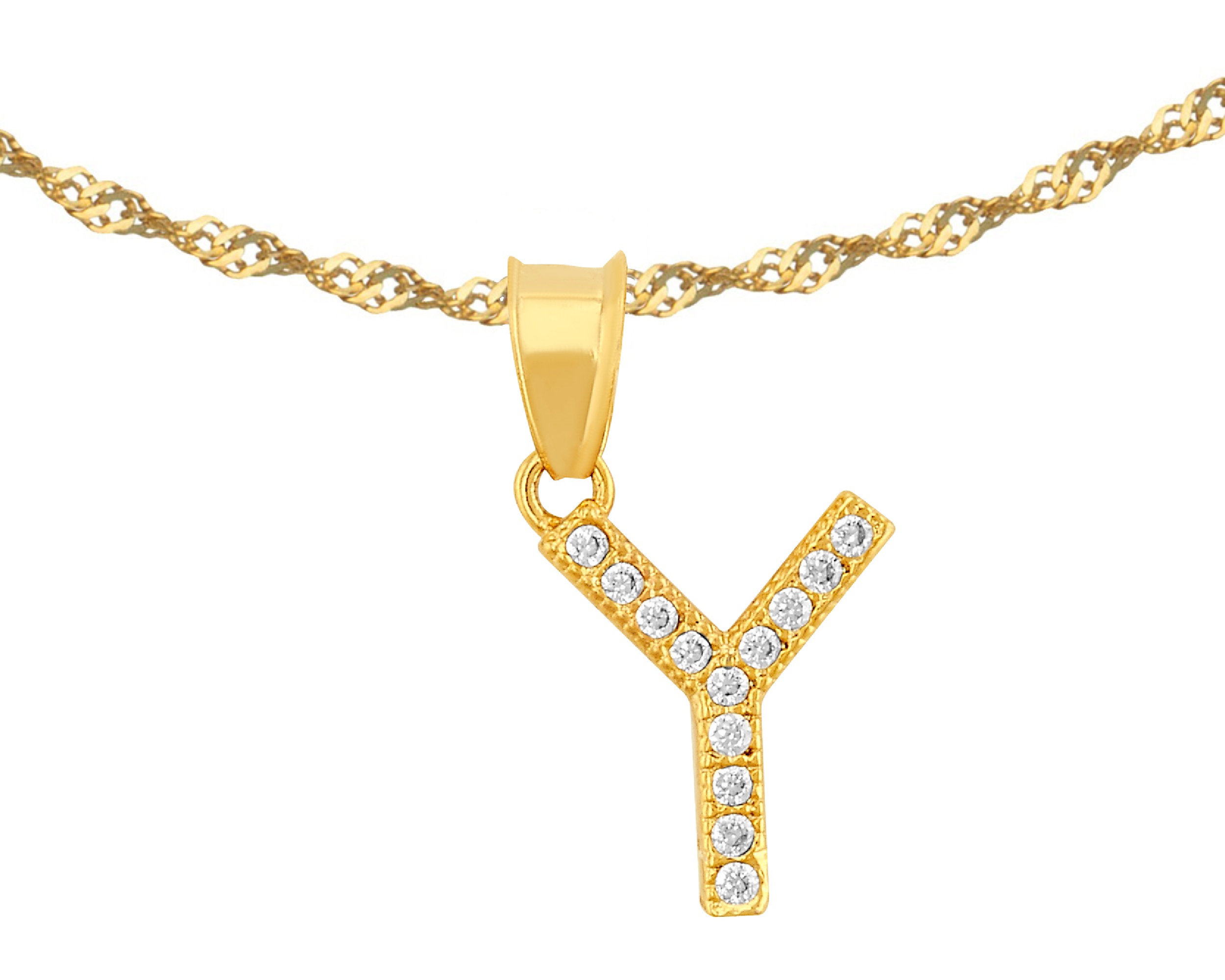 Collar Gargantilla Chapa de Oro 18K Horoz inicial "Y" 45cm SH105