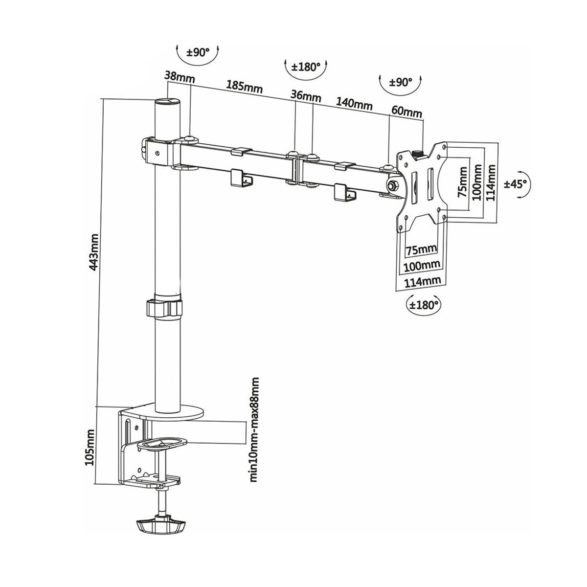 Soporte Articulado Para Monitor De 19 A 32 Pulgadas Elegate Negro