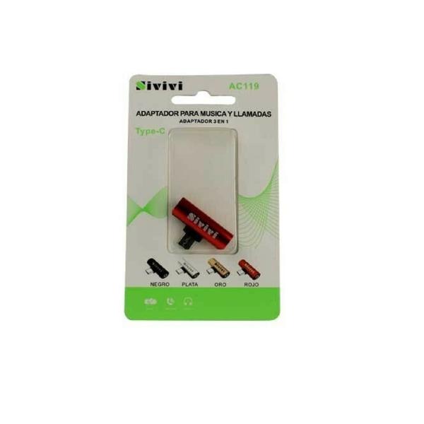 Adaptador 3 en 1 Sivivi tipo C con carga y audio puerto 3.5 mm