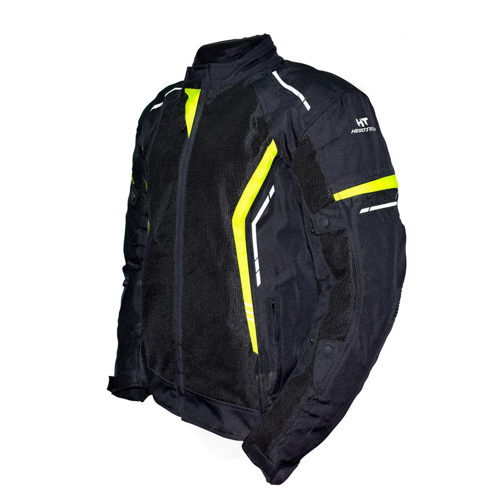 Chamarra para motociclista talla XL Jacket mesh black yellow hebotech