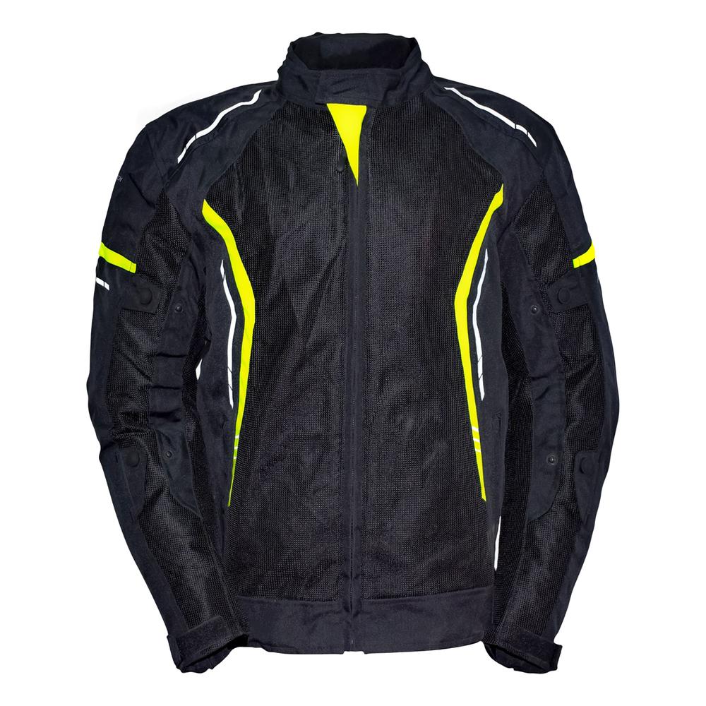 Chamarra para motociclista talla XL Jacket mesh black yellow hebotech