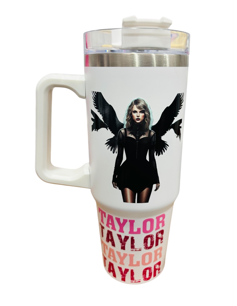 Termo de acero inoxidable Fartmex color blanco, Taylor Swift 1989 DE 30 Oz