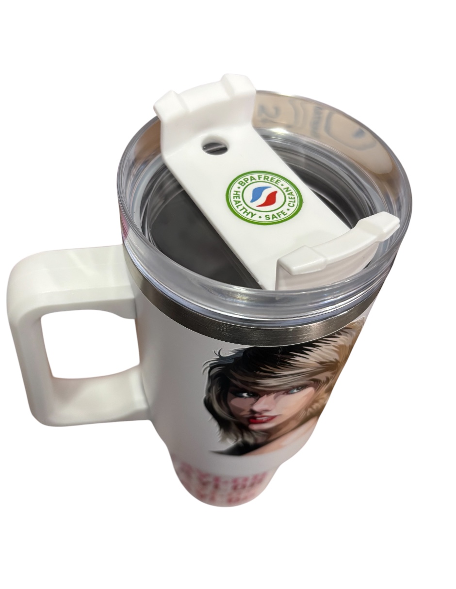 Termo de acero inoxidable Fartmex color blanco, Taylor Swift de 30 Oz