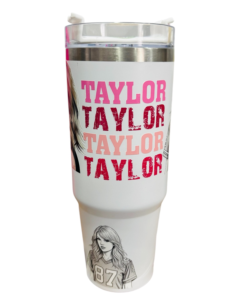 Termo de acero inoxidable Fartmex color blanco, Taylor Swift de 30 Oz
