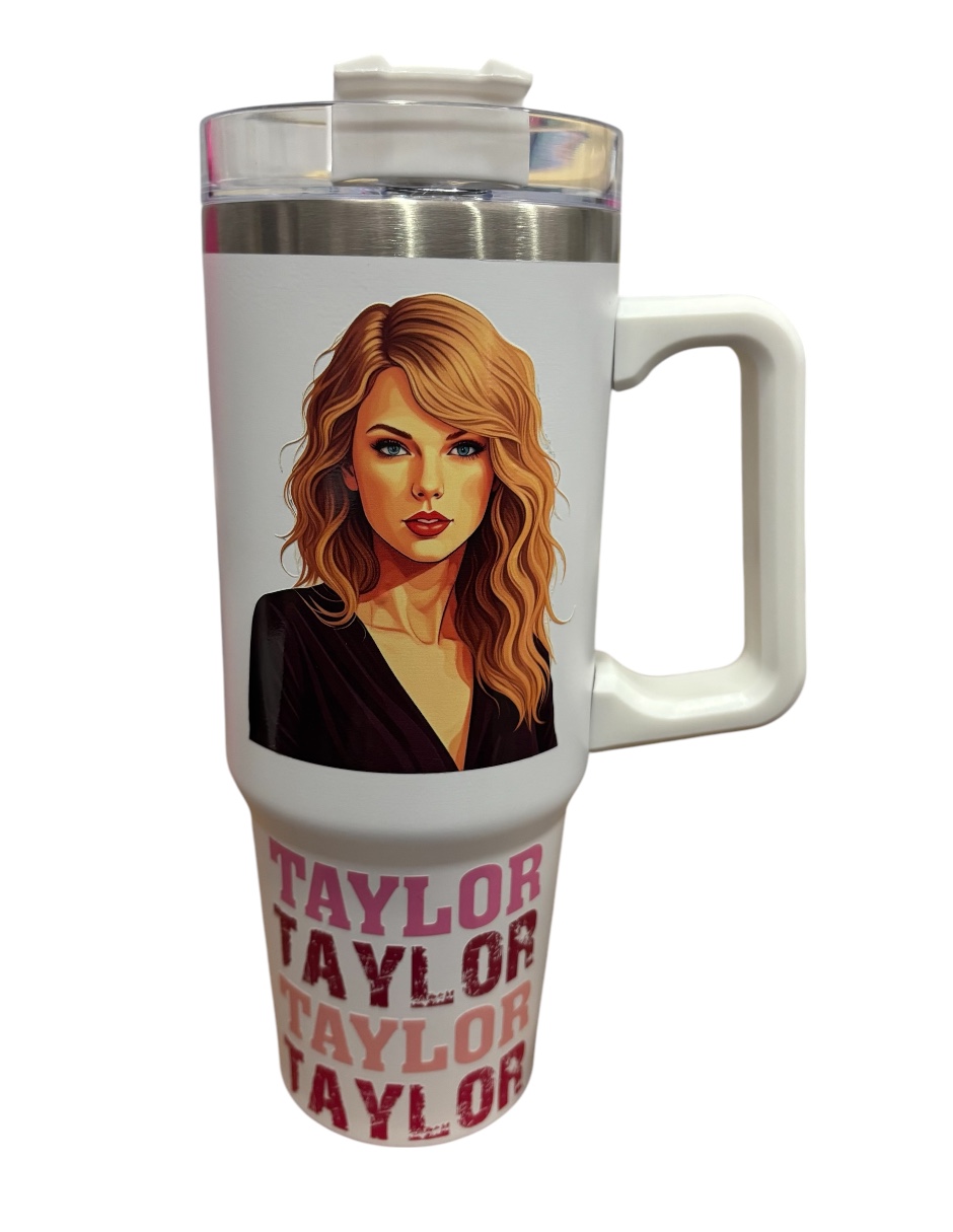 Termo de acero inoxidable Fartmex color blanco, Taylor Swift 1989 DE 30 Oz