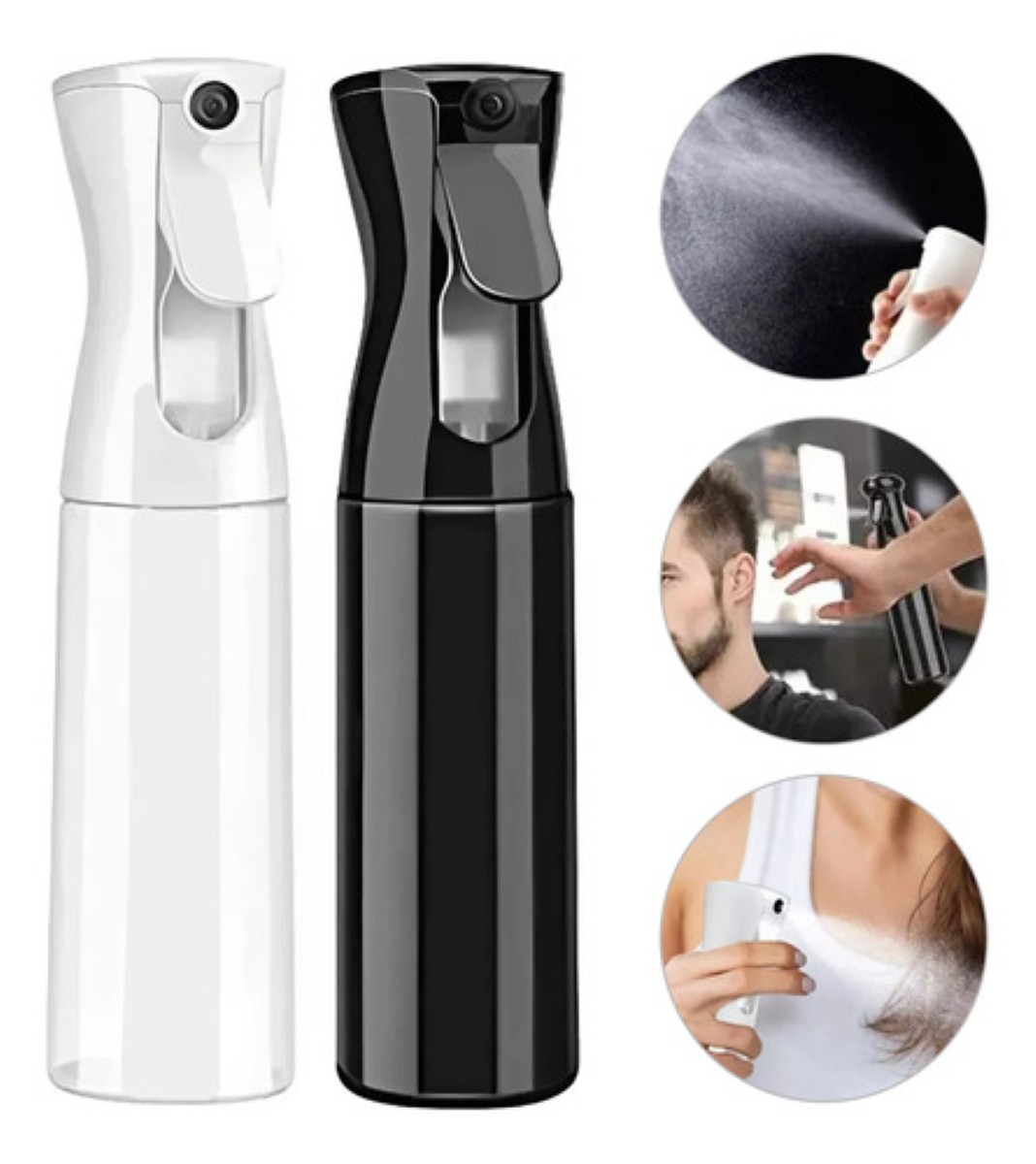 Botella Spray Atomizador De Alta Presión Peluquería 2 Pack BLANCO NEGRO