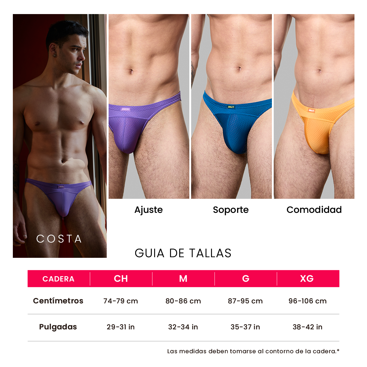 Set De 3 Tangas Para Hombre Ropa Interior Costa Dietz Casual