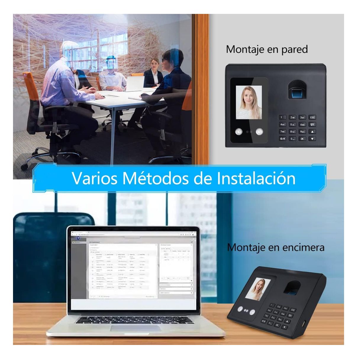Reloj Checador Huella Digital Reconocimiento Facial Negro