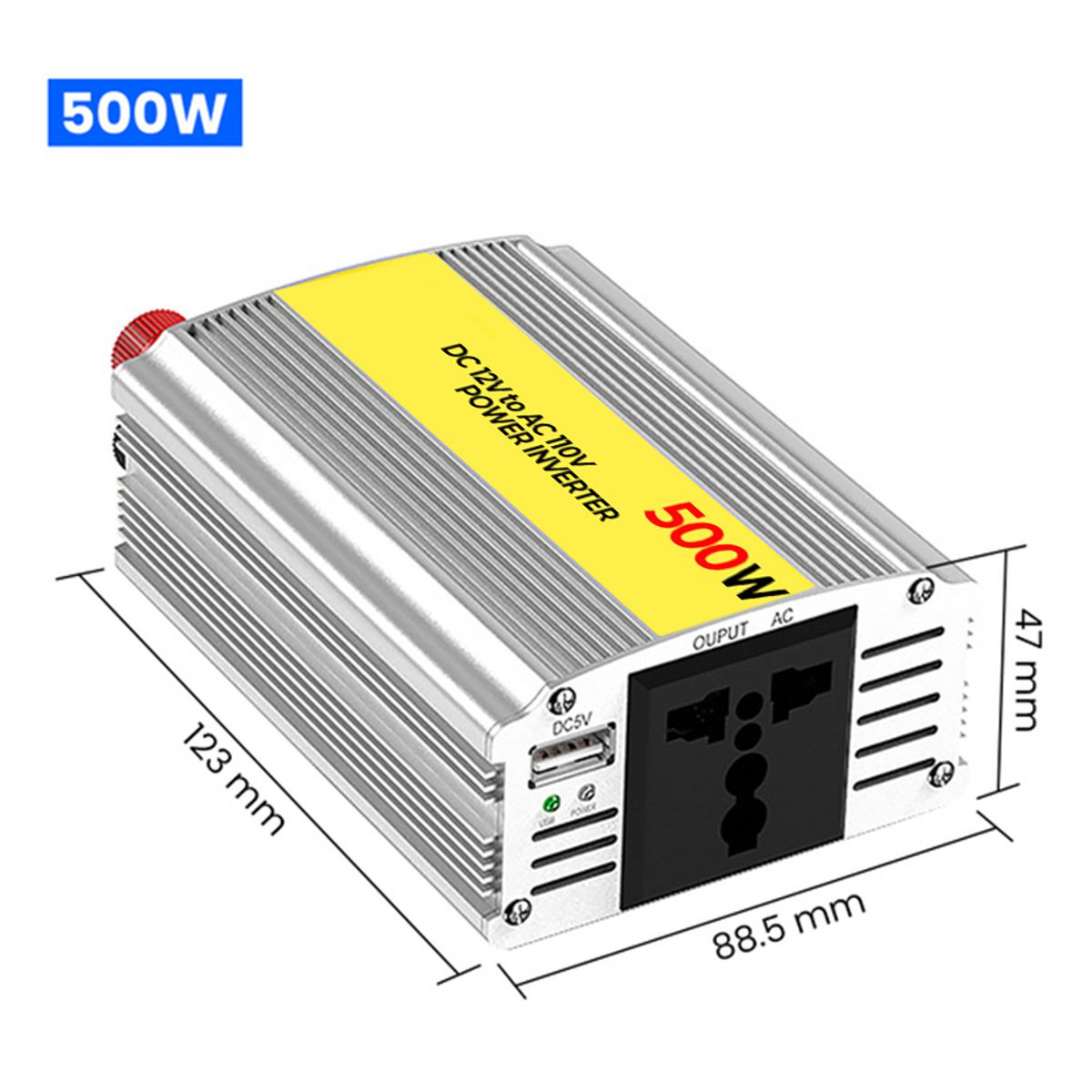 Inversor De Corriente Automotriz de 12v a 110V 500W Amplia Compatibilidad