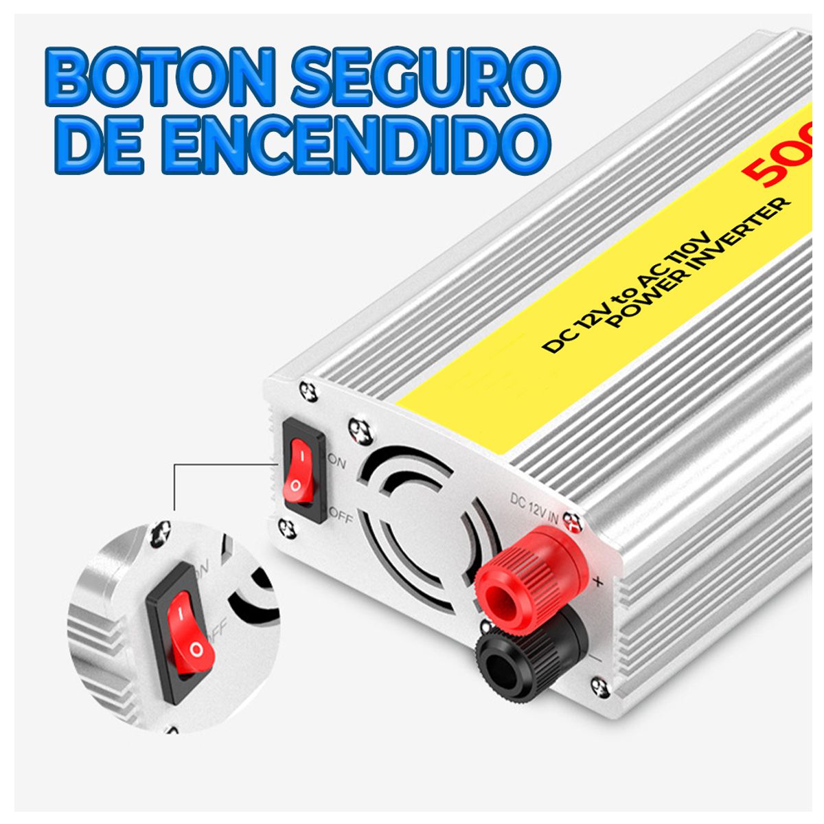 Inversor De Corriente Automotriz de 12v a 110V 500W Amplia Compatibilidad
