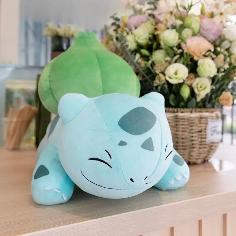 Peluche Anime 33cm Poke Bulbasaur Acostado Regalo Suave Felpa Juguetes Niños