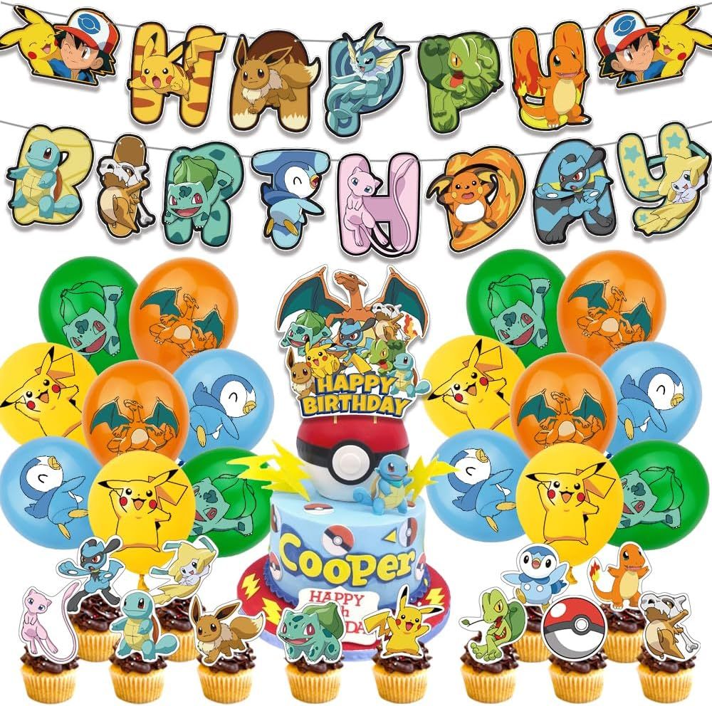 Set 16 Globos Látex Anime Poke Charizard Fiesta y Decoración