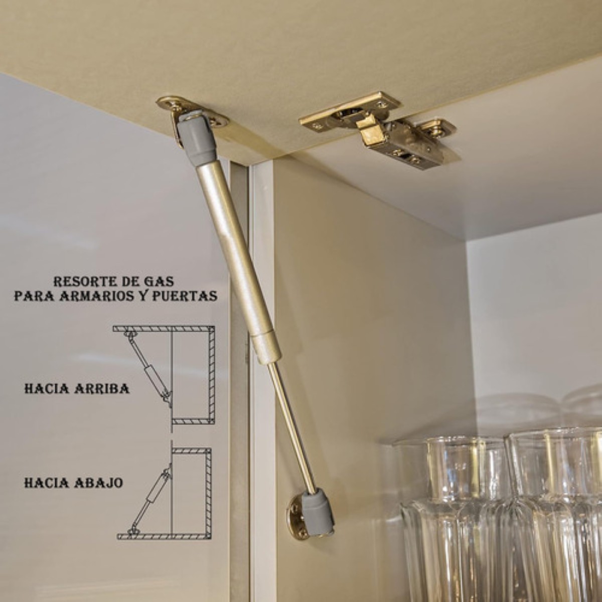 4 Pistones Amortiguador Gas Tope Puerta Para Alacena Cocinas PLATA 60N