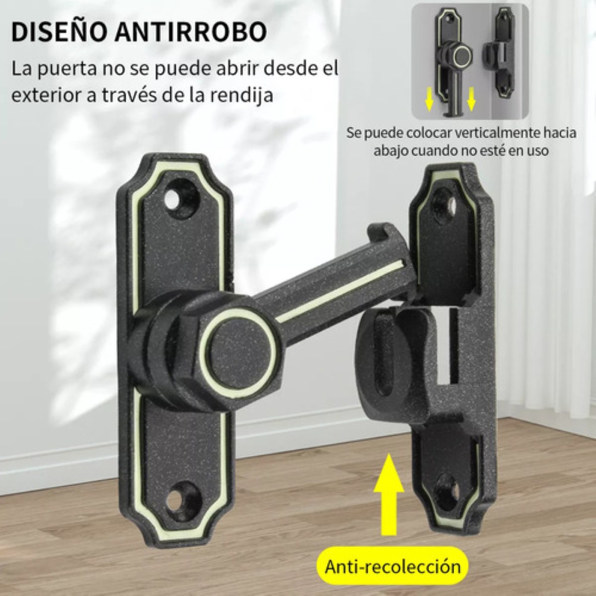 Pestillo Luminoso 180° Para Puerta Baño NEGRO VERDE