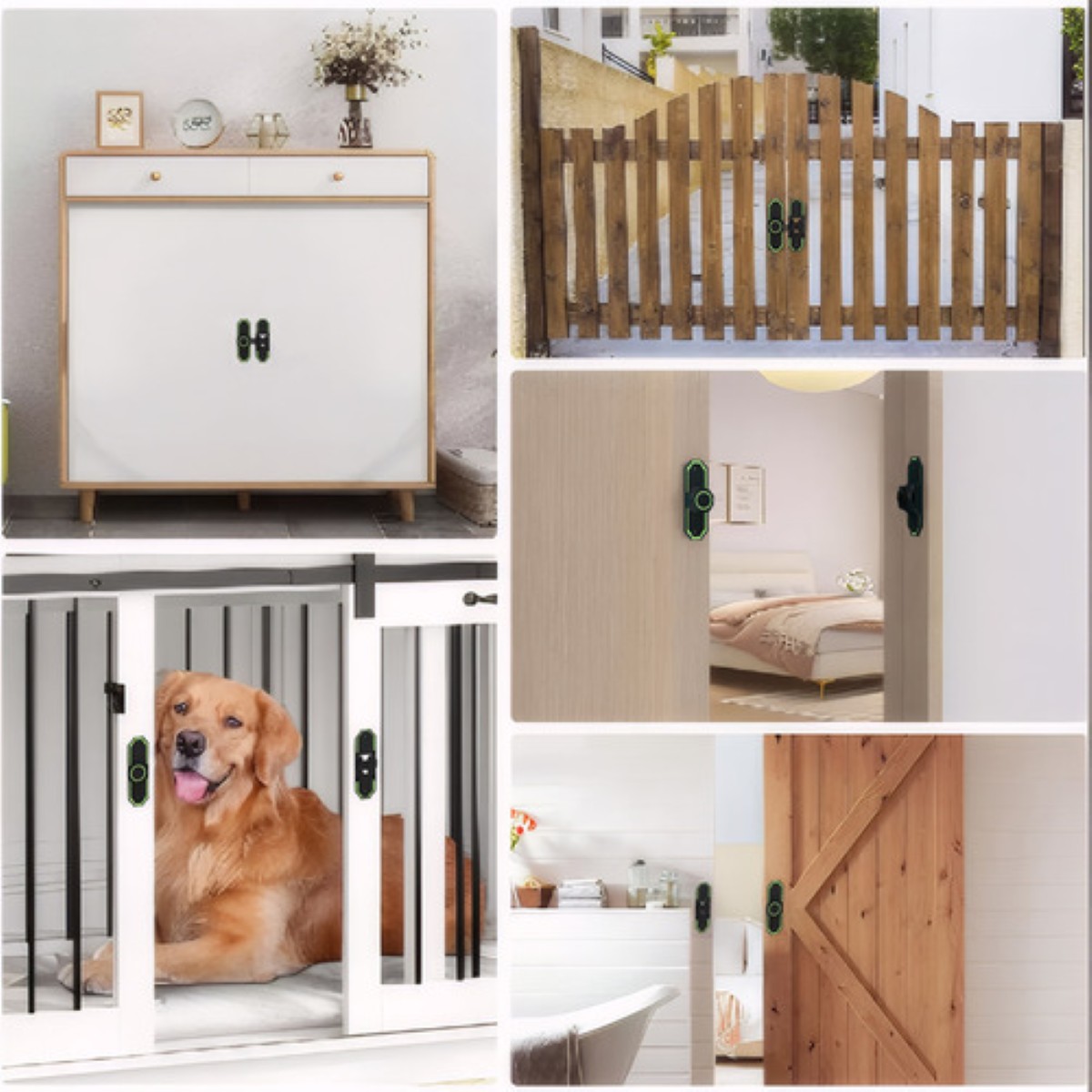 Pestillo Luminoso 180° Para Puerta Baño NEGRO VERDE