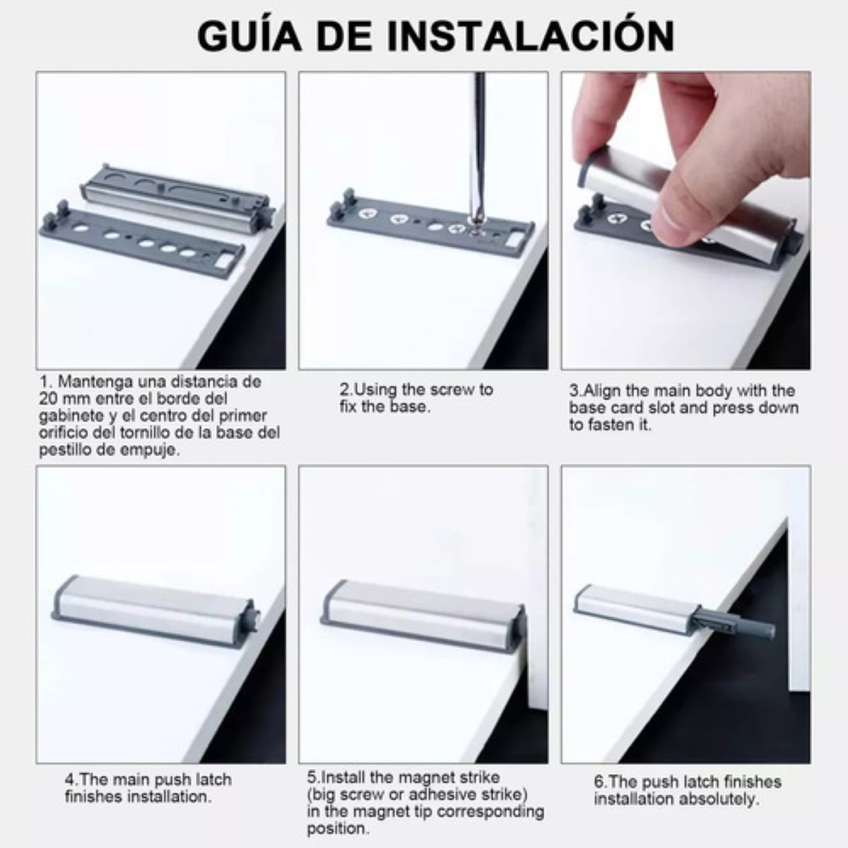 30pcs Herrajes De Cajones Push Open Para Puerta Gabinete blanco plata