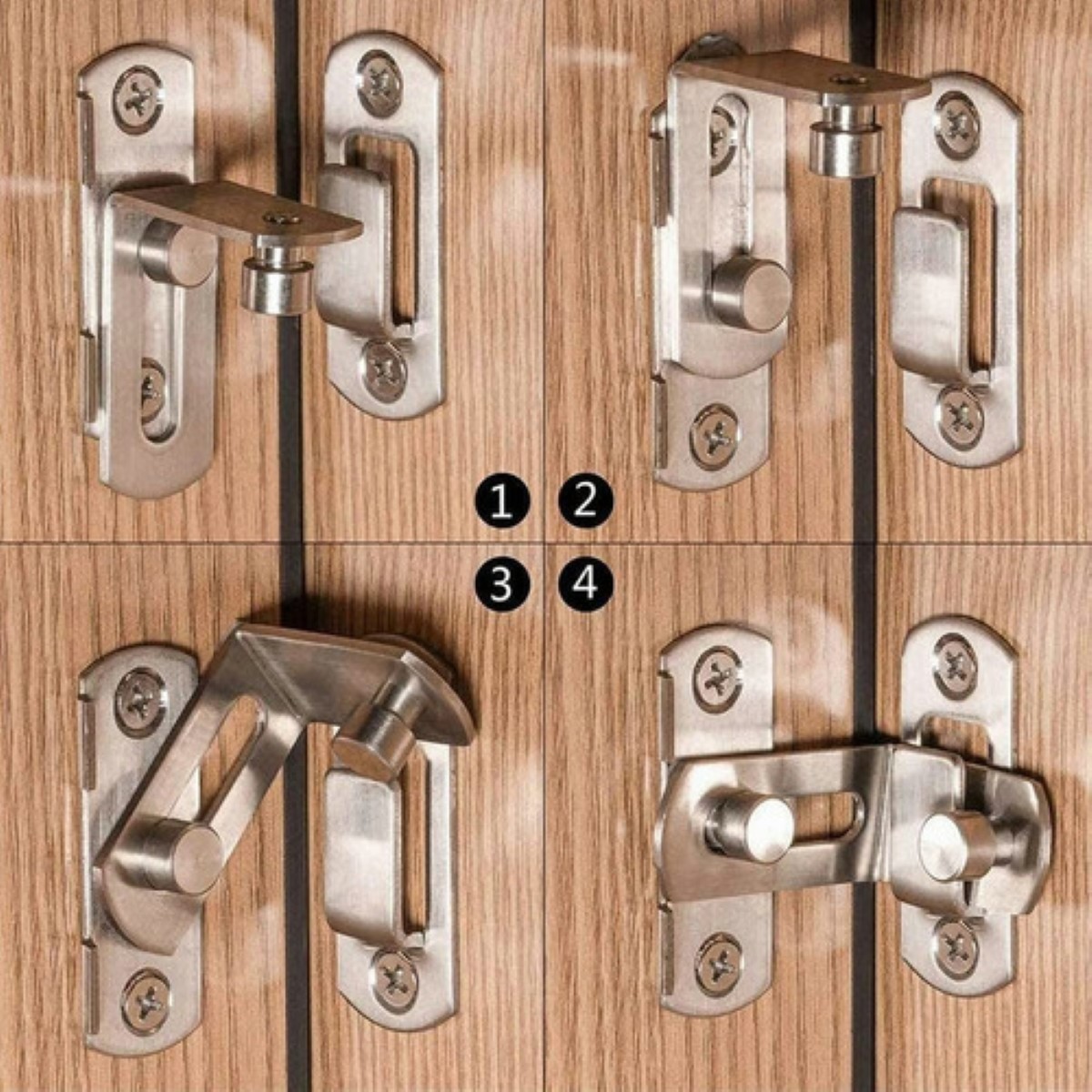Ángulo Recto Cerrojos Y Pestillo Para Puertas, 2 Piezas plata