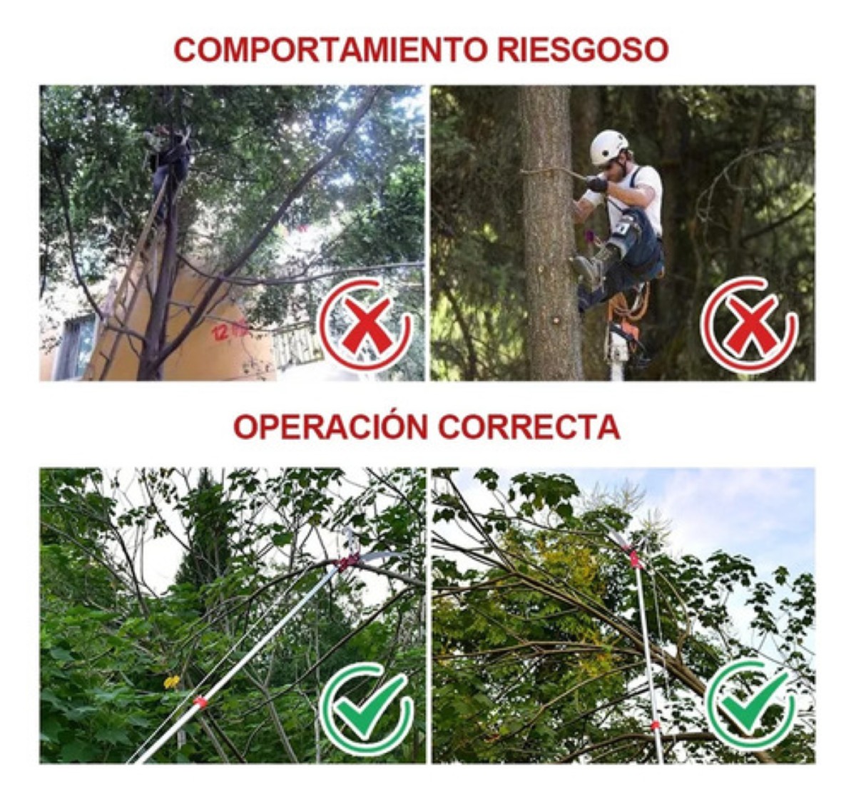 Cortador De Ramas Altas Exteriores 2 En 1 Para Ramas Altas rojo plata