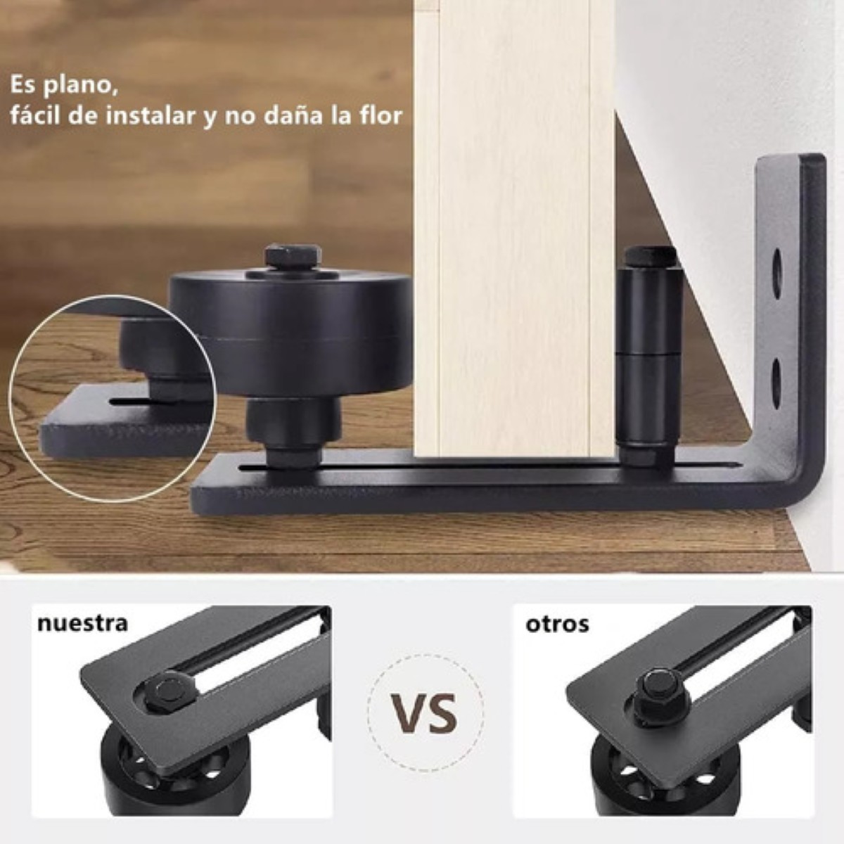 Guía De Piso Para Puerta Corrediza De Granero, Configuración negro