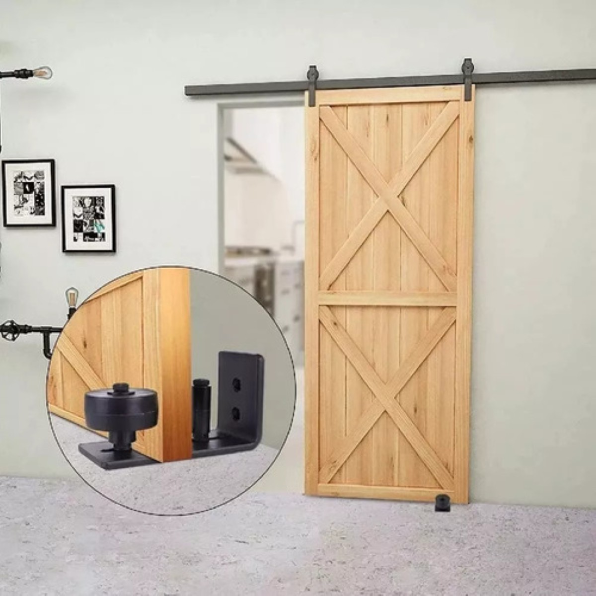 Guía De Piso Para Puerta Corrediza De Granero, Configuración negro