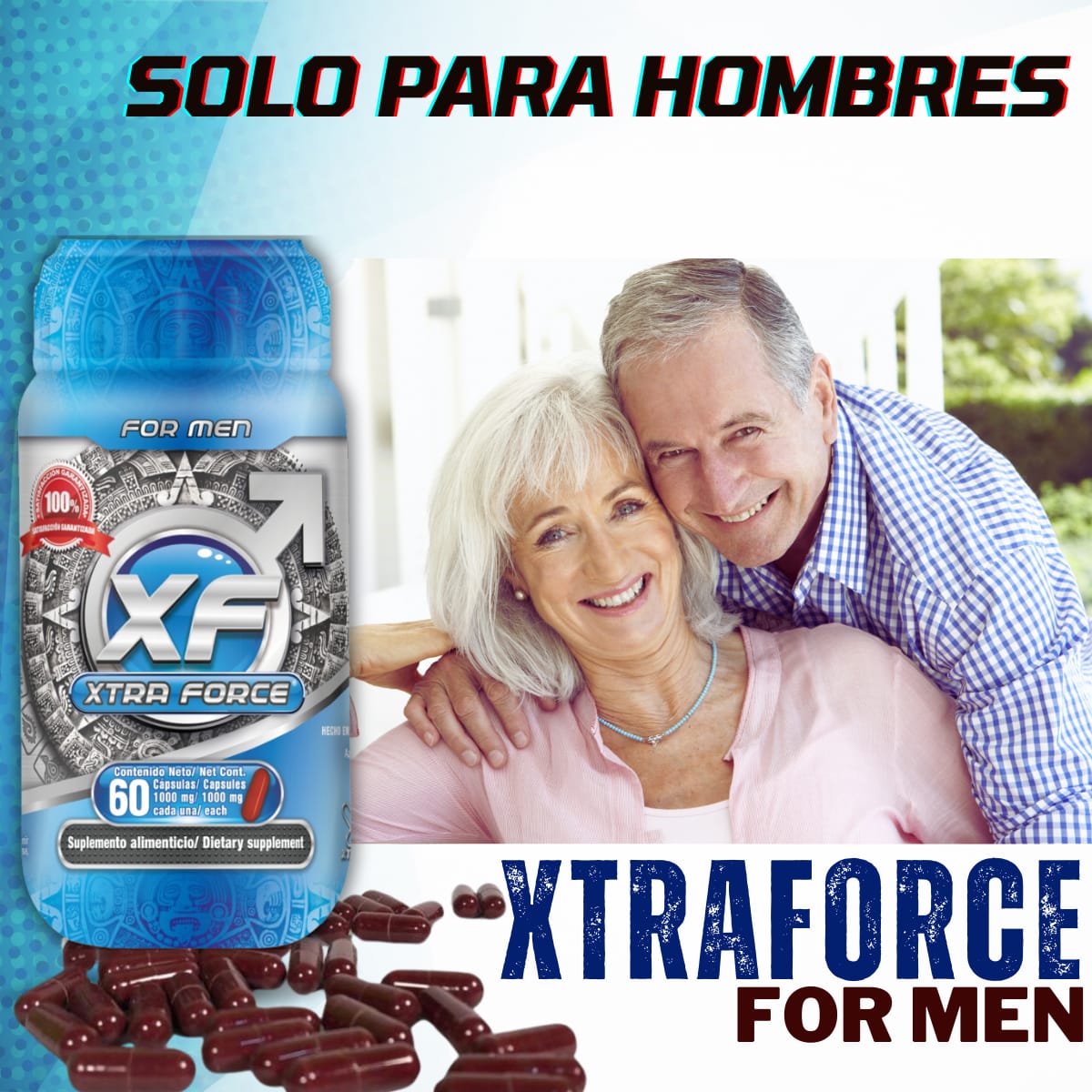 Vigorizante masculino, Próstata Sana, Xtraforce 100% Garantizado  Frasco 180 Cápsulas