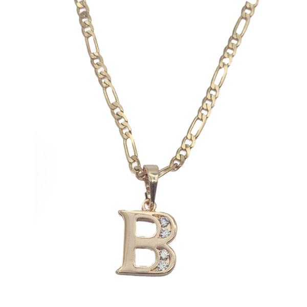 Cadena y dije de brillos con corona de oro laminado letra "K"